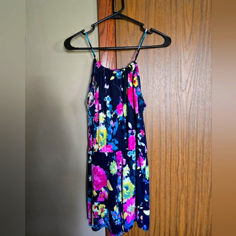 Pink Lily Floral Jumpsuit - Navy and Pink